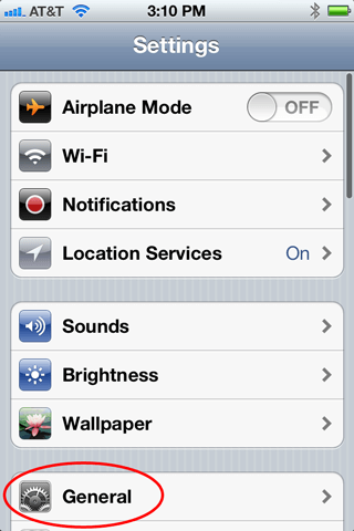 iPhone Settings Options